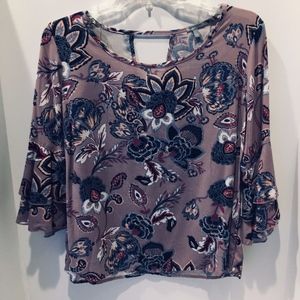 Floral Print Tie-Up Blouse By Charlotte Russe New